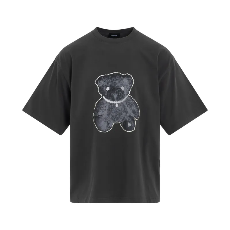 Pearl Necklace Teddy T-Shirt in Charcoal sold by MARAIS