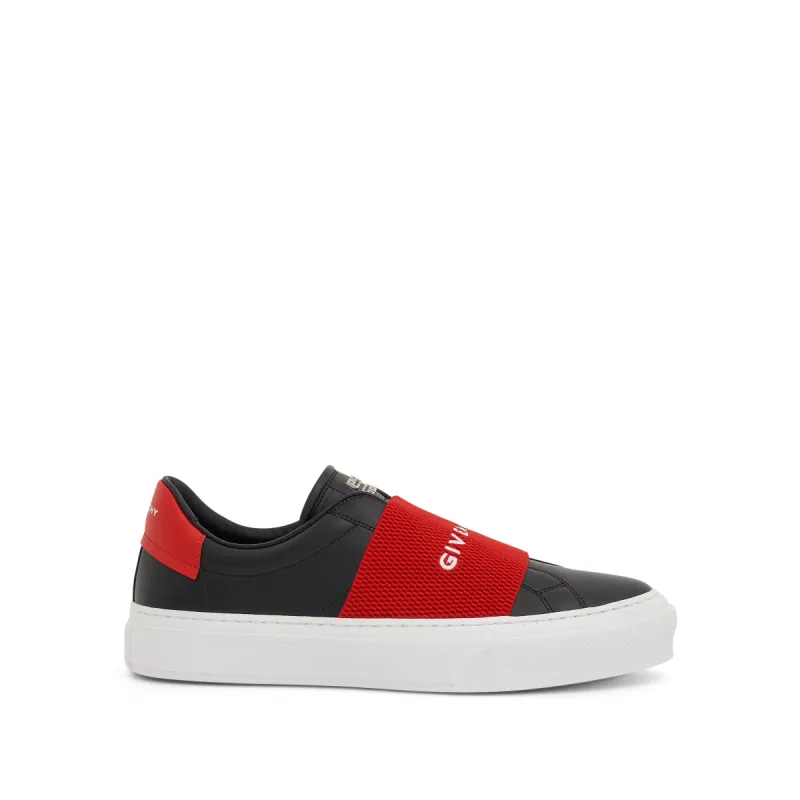 City Sport Elastic Band Sneakers in Black/White/Red made by MARAIS