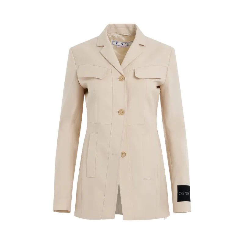 Toybox Dry Wool Belted Jacket in Sand sold by MARAIS