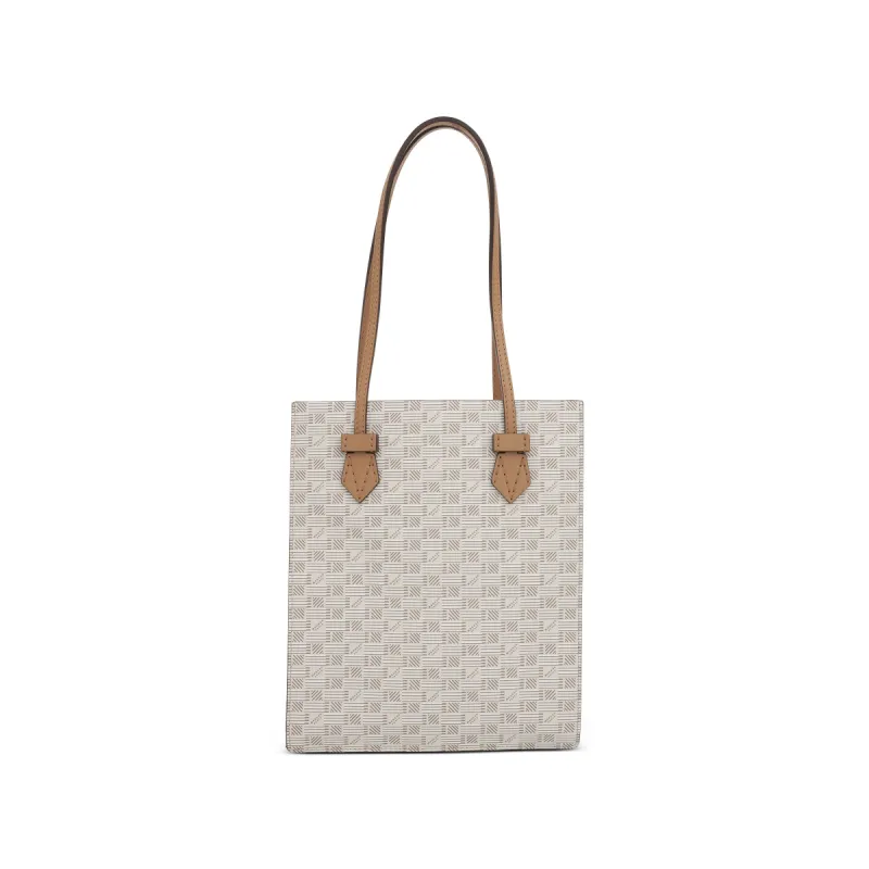 Cannes Vertical Tote MM with Stripes in Champagne sold by MARAIS