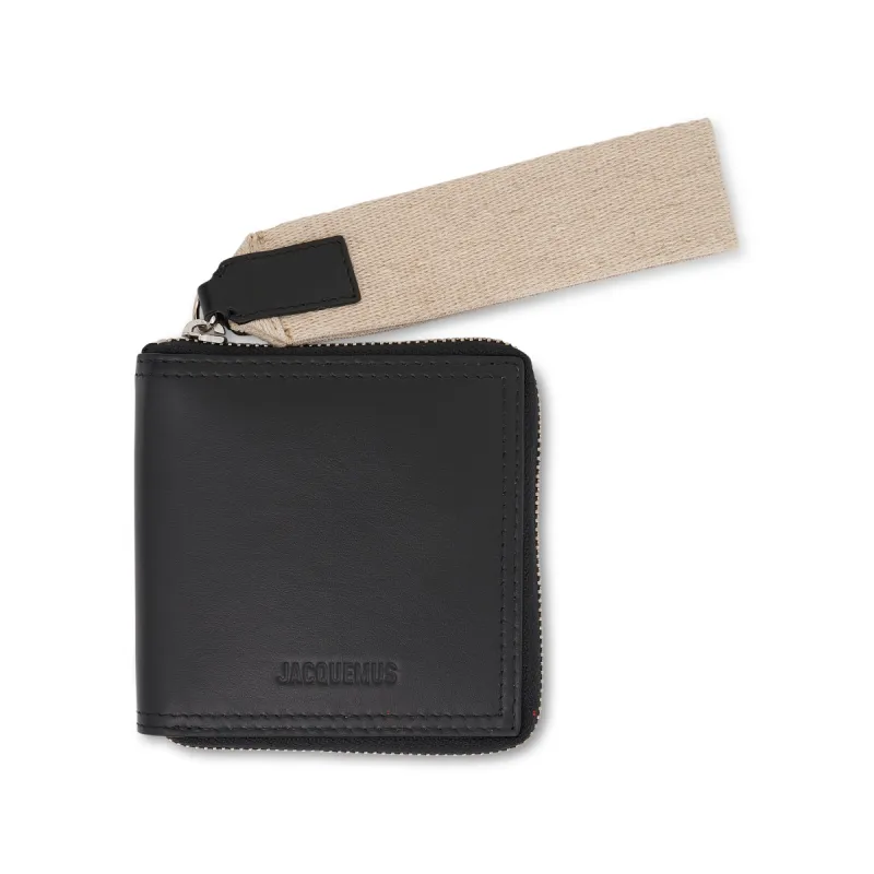 Le Carre Rond Lanyard Square Wallet in Black sold by MARAIS