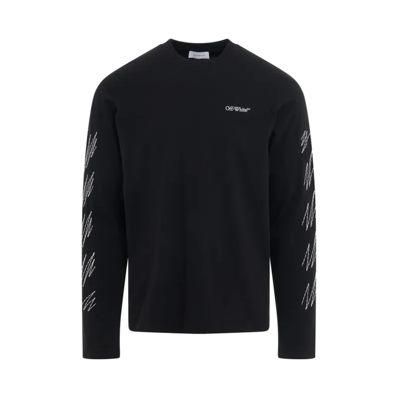 Stitch Diagonal Skate Fit Long Sleeves T-Shirt in Black sold by MARAIS