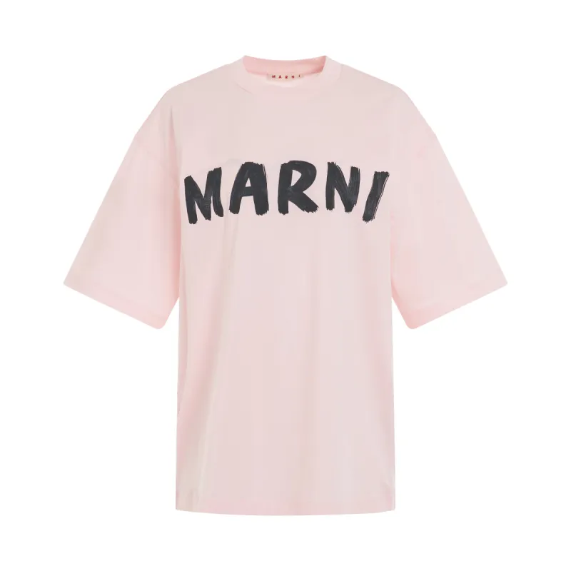 Logo Printed T-Shirt in Pink Gummy made by MARAIS