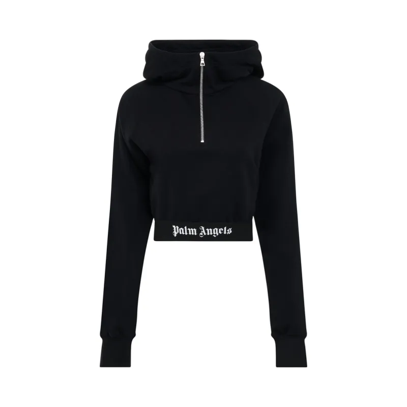 Logo Tape Zipped Hoodie in Black sold by MARAIS