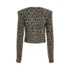 Collarless 2 Pockets Tweed Cropped Jacket in Black/Gold sold by MARAIS