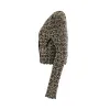 Collarless 2 Pockets Tweed Cropped Jacket in Black/Gold sold by MARAIS