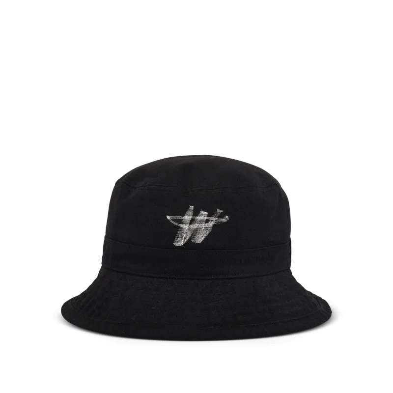 WD One Logo Bucket Hat in Black sold by MARAIS