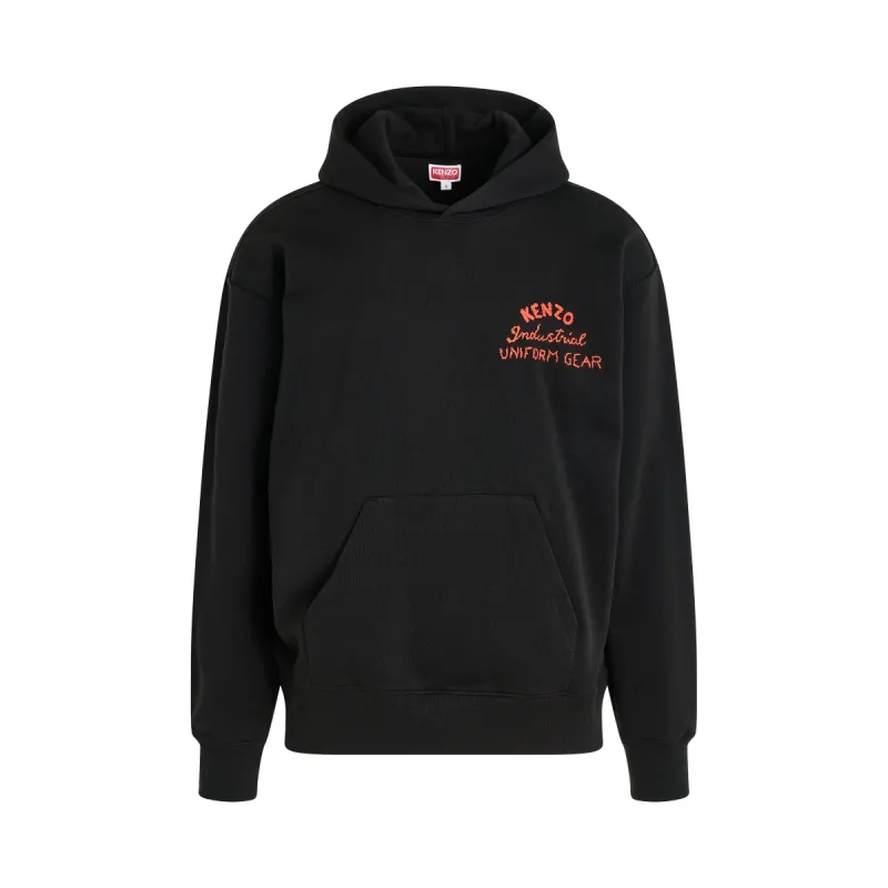 Drawn Varsity Oversize Hoodie in Black sold by MARAIS