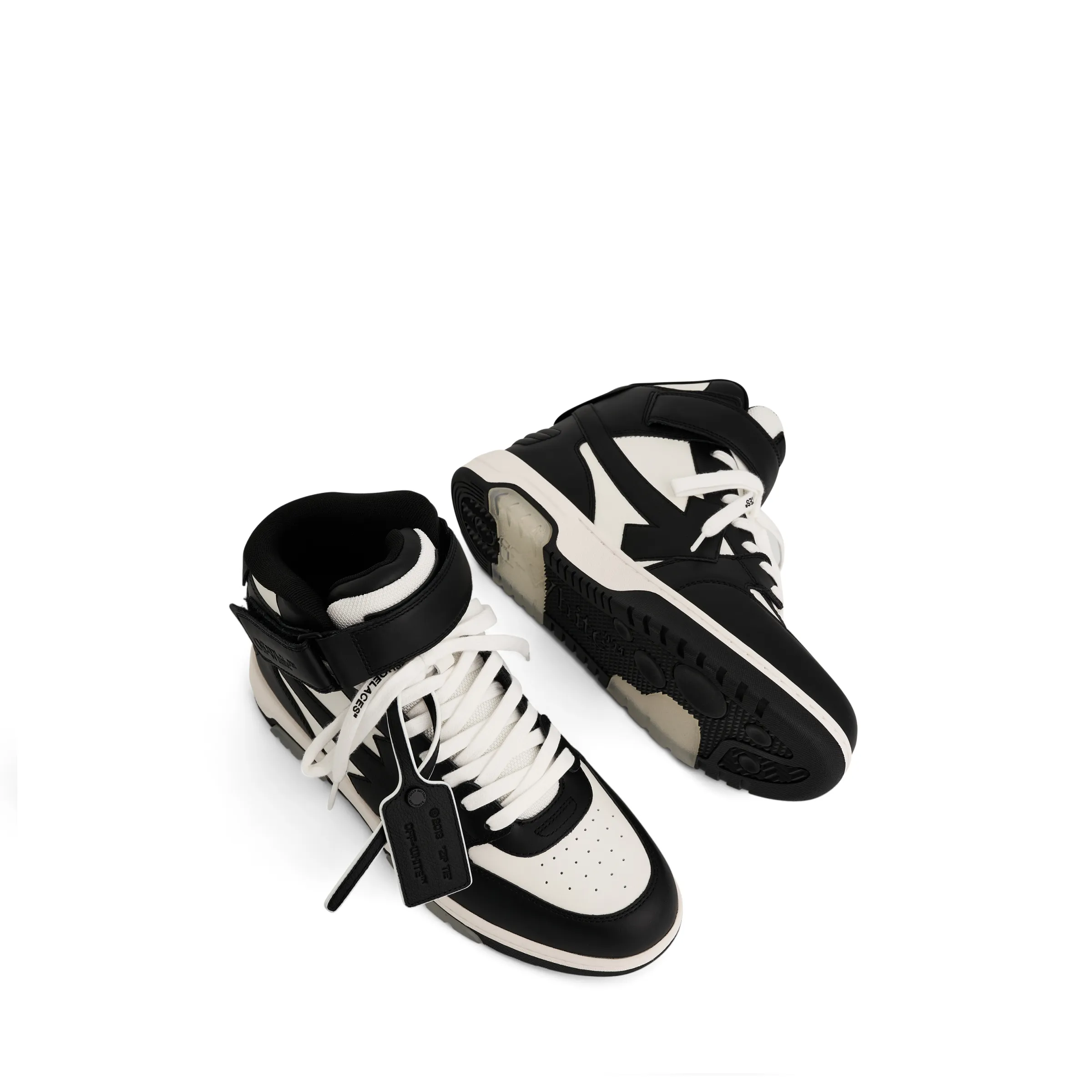 Out of Office Mid Top Leather Sneaker in White/Black sold by MARAIS product image thumbnail 4