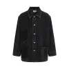 Oversize Paint Denim Jacket in Black sold by MARAIS