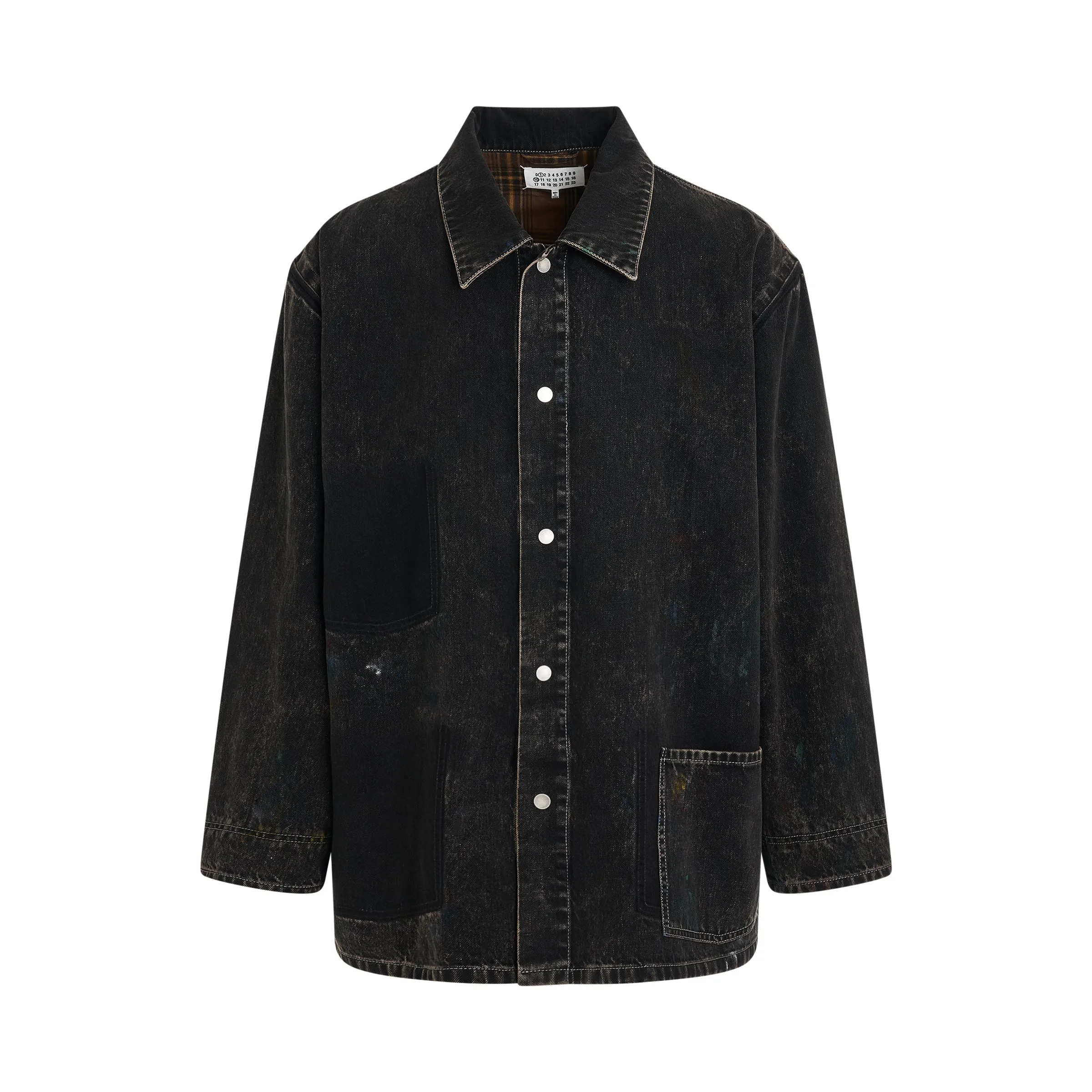 Oversize Paint Denim Jacket in Black sold by MARAIS