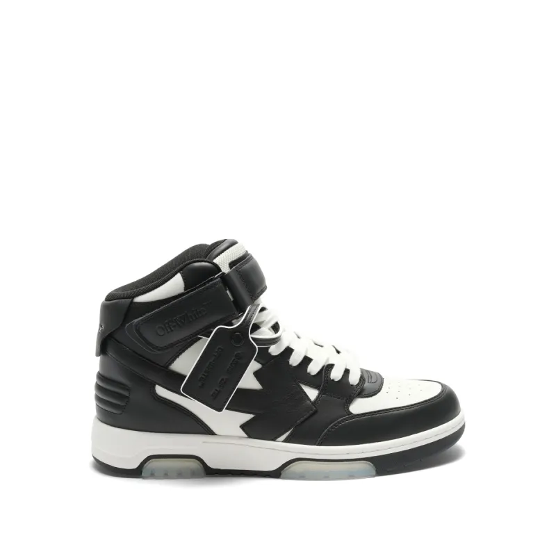 Out of Office Mid Top Leather Sneaker in White/Black sold by MARAIS