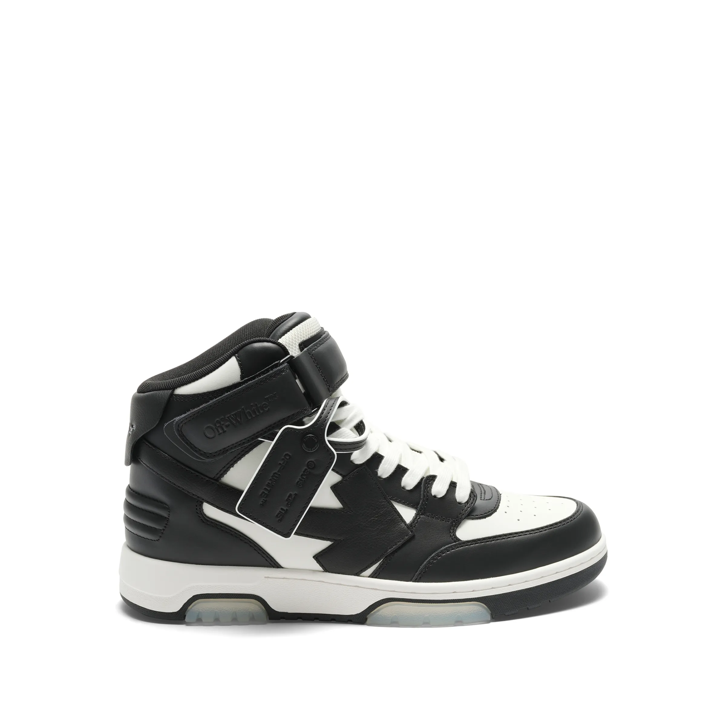 Out of Office Mid Top Leather Sneaker in White/Black sold by MARAIS