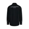 Denim Logo Print Shirt in Black sold by MARAIS