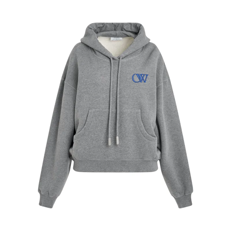 Embroidered OW Oversized Hoodie in Grey Melange/Nautical Blue sold by MARAIS