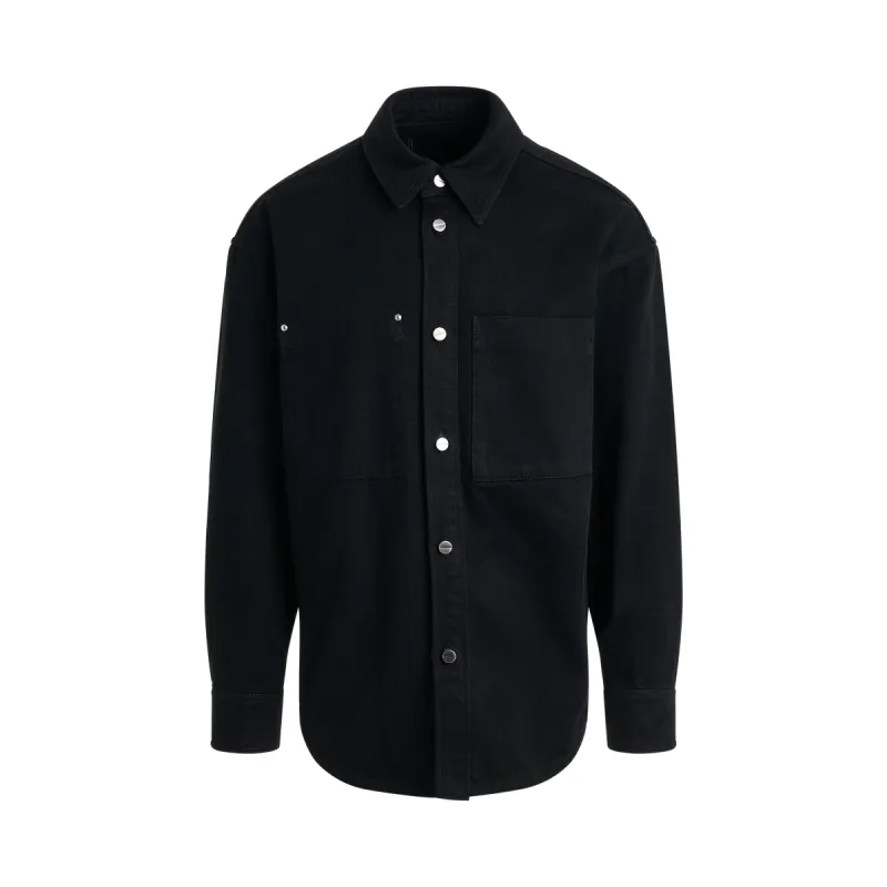 Denim Logo Print Shirt in Black sold by MARAIS