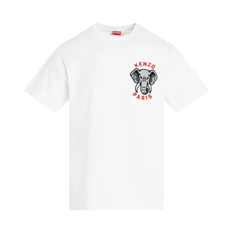 Kenzo Elephant Small Logo T-Shirt in Off White sold by MARAIS