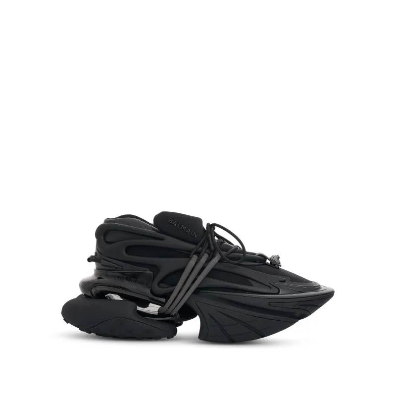 Neoprene & Calfskin Unicorn Sneaker in Black sold by MARAIS