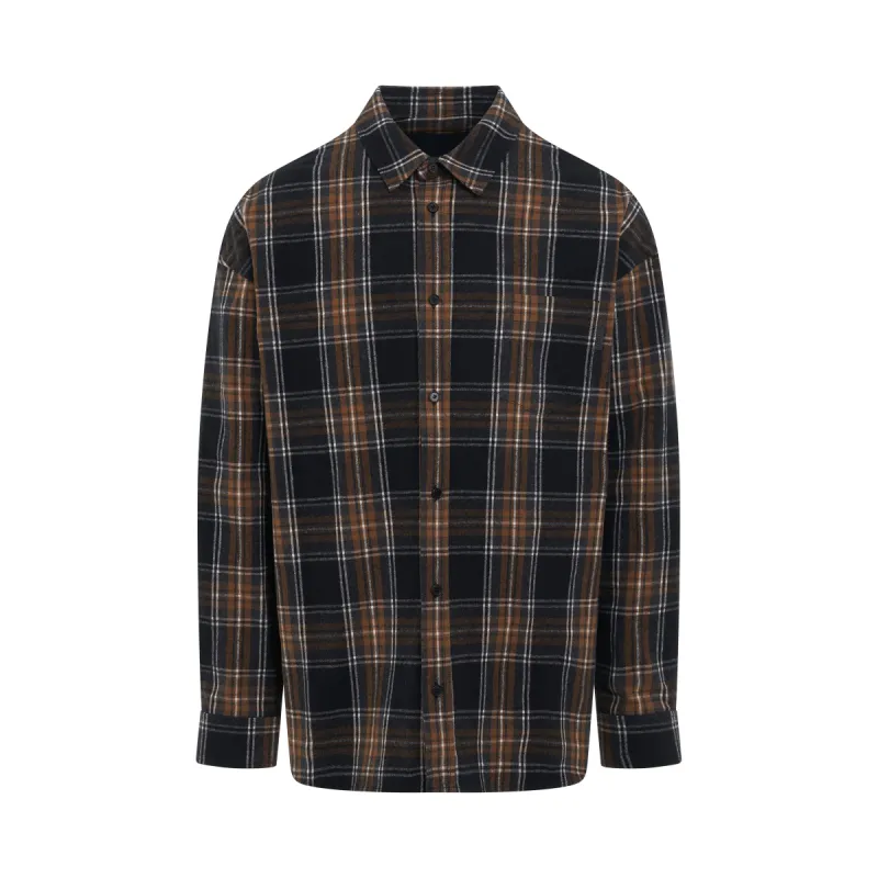 Roomy Fit Check Shirt in Brown sold by MARAIS