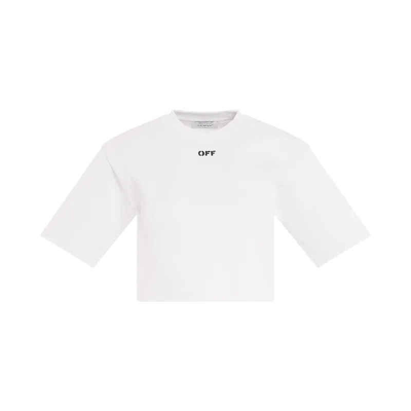 Off Stamp Rib Crop T-Shirt in White sold by MARAIS