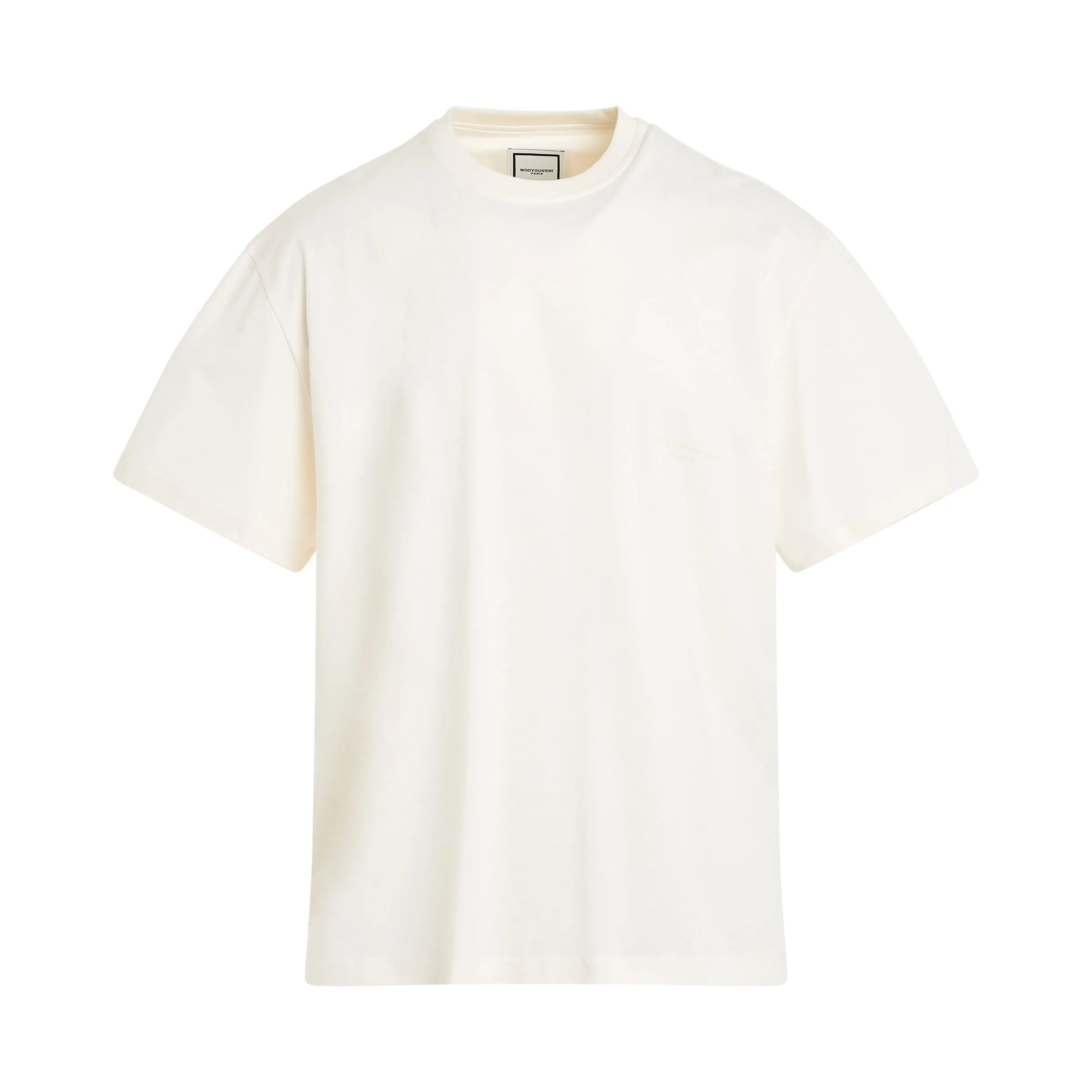 Leather Patch T-Shirt in Ivory sold by MARAIS