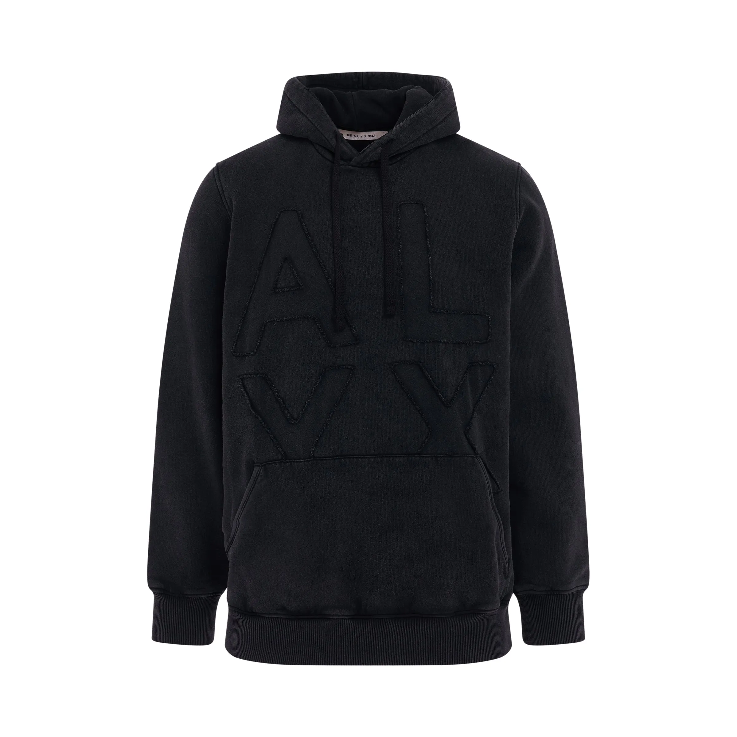 Textured Logo Hoodie in Black sold by MARAIS