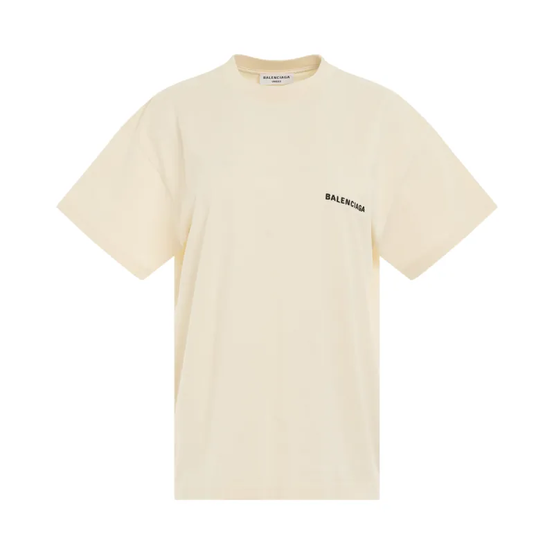 Back Logo Medium Fit T-Shirt in Cream/Black made by MARAIS