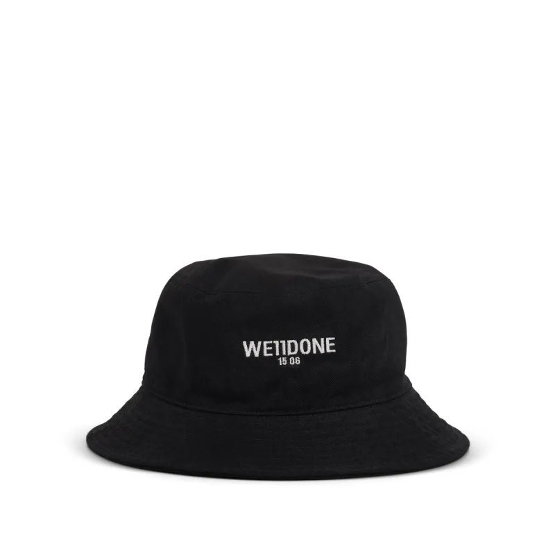 1506 Logo Washed Bucket Hat in Black sold by MARAIS