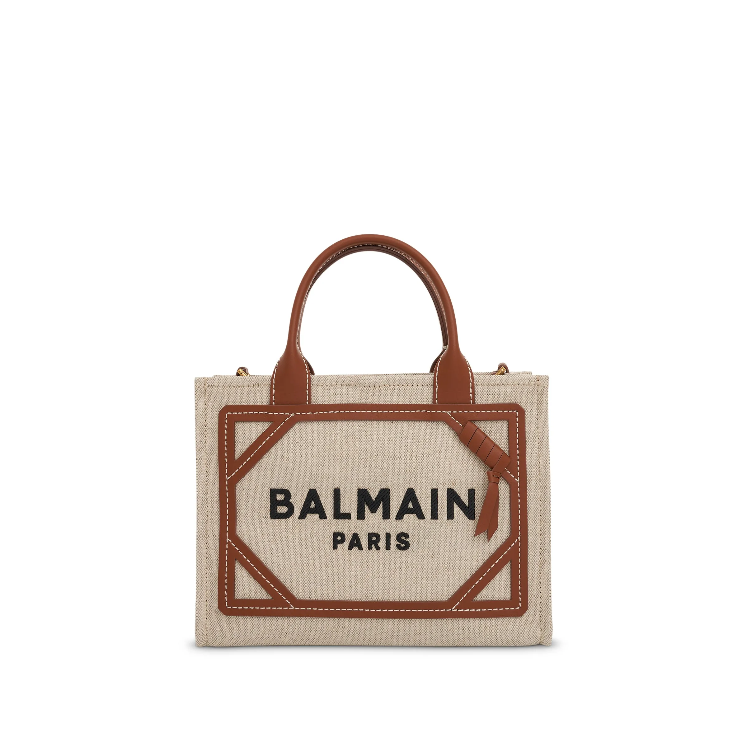 B-Army Canvas & Logo Small Shopper Bag in Natural/Brown sold by MARAIS