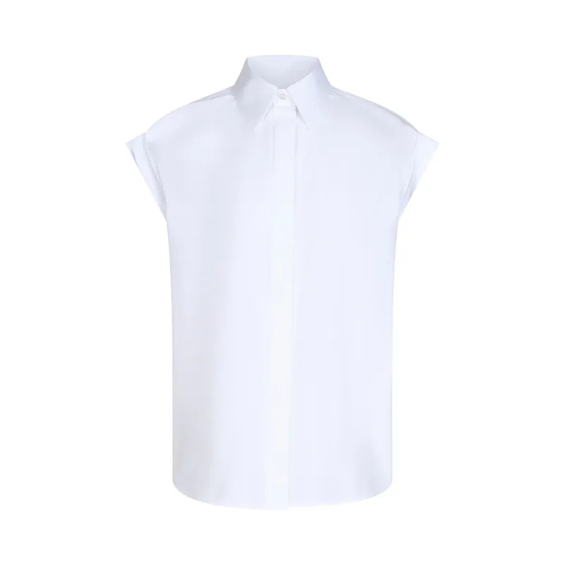 Sleeveless Poplin Shirt in White sold by MARAIS