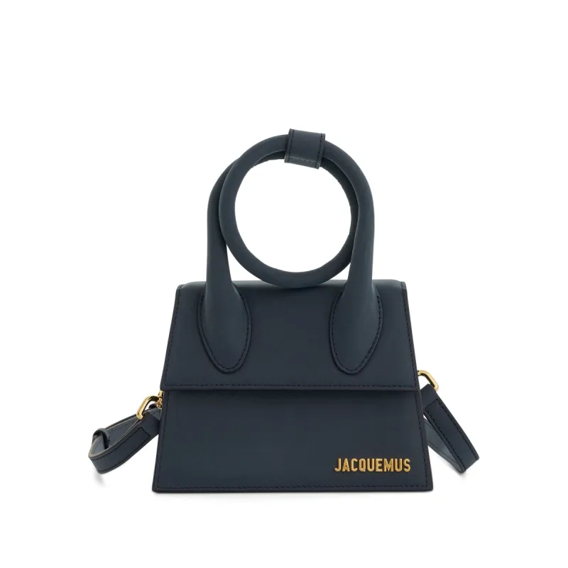Le Chiquito Noeud Leather Bag in Dark Navy sold by MARAIS