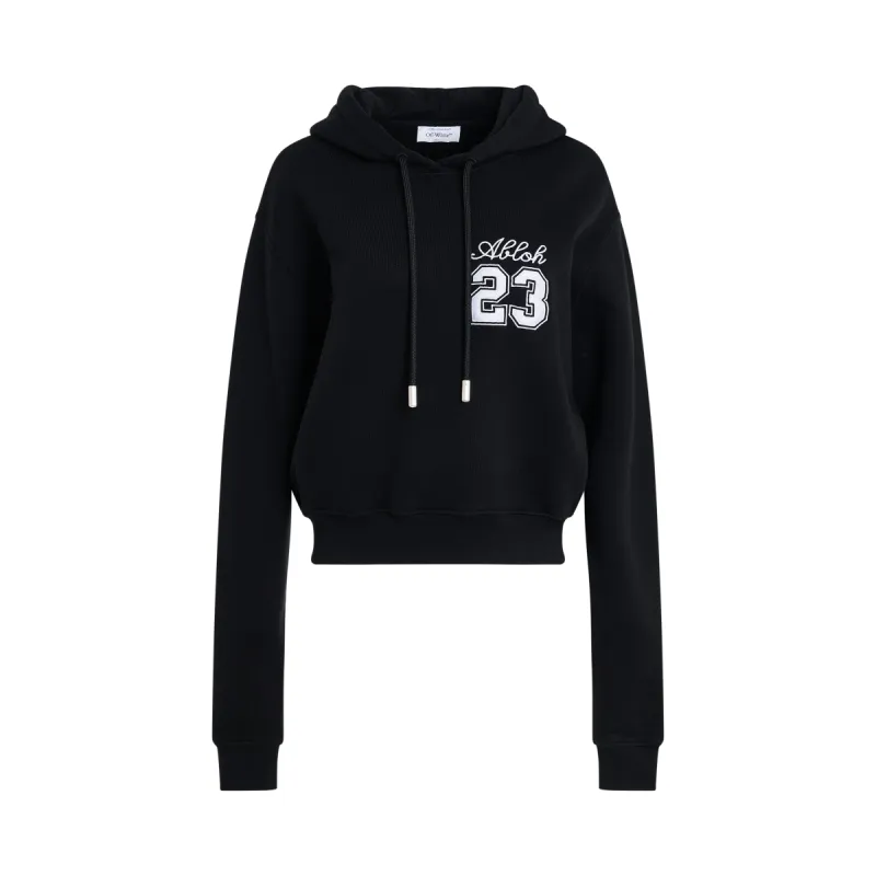 OW 23 Embroidered Cropped Hoodie in Black/White sold by MARAIS