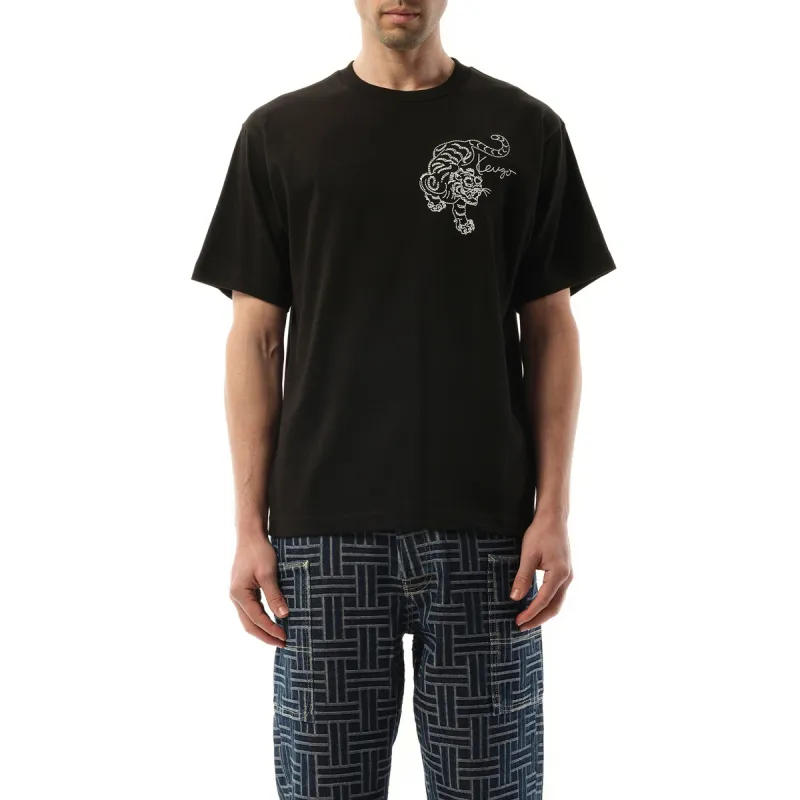 Gots Star Tiger Embroidered Oversize T-Shirt in Black sold by MARAIS