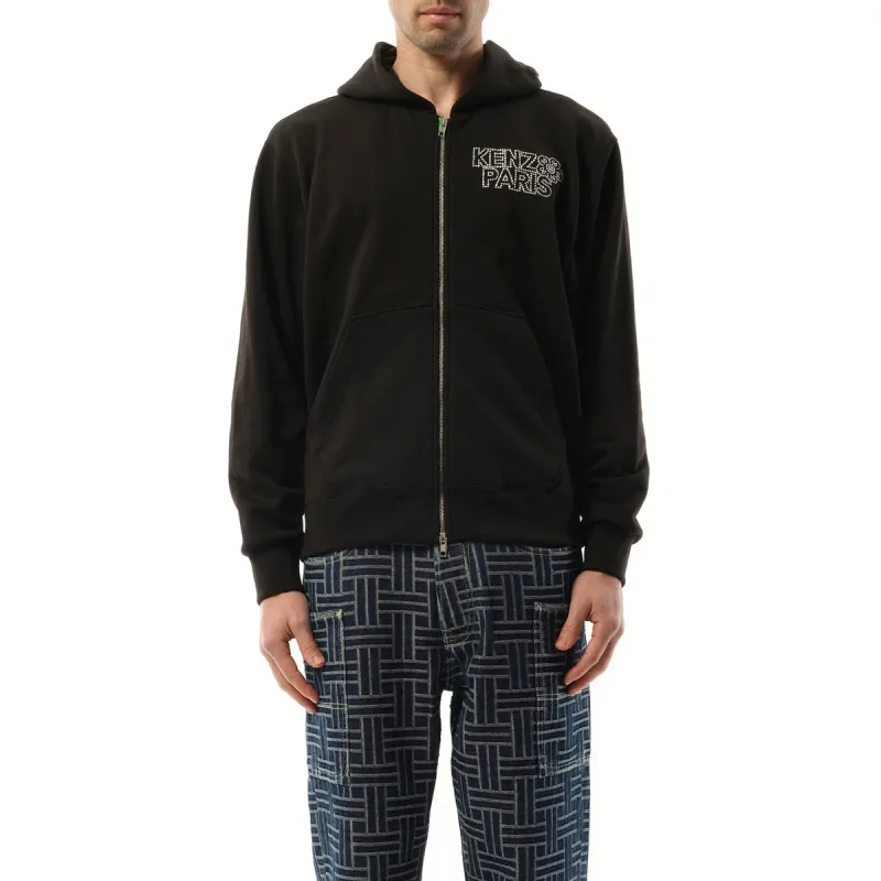 Constellation Embroidered Zip-Up Hoodie in Black sold by MARAIS