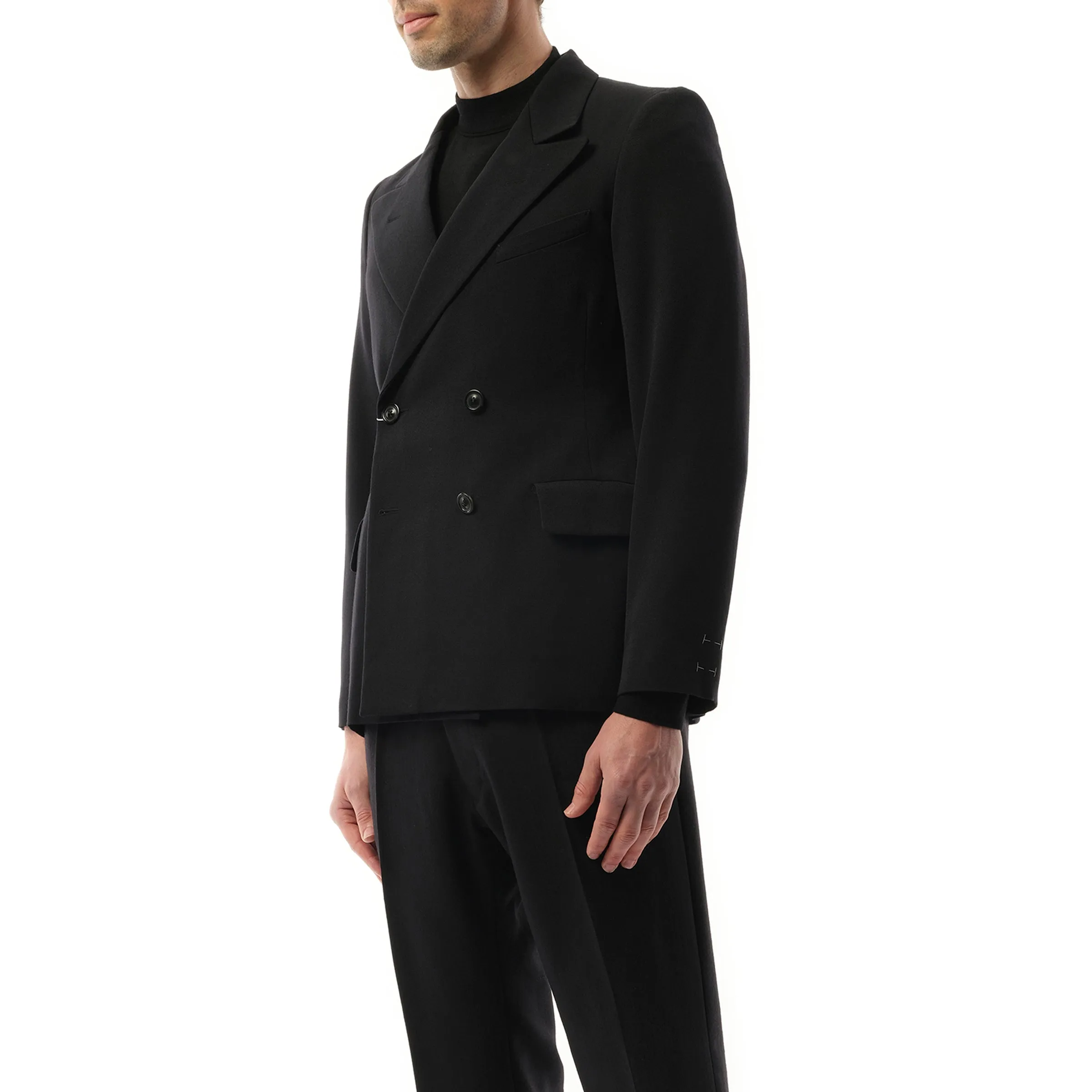 Wool Barathea Suit Jacket in Black sold by MARAIS product image thumbnail 5