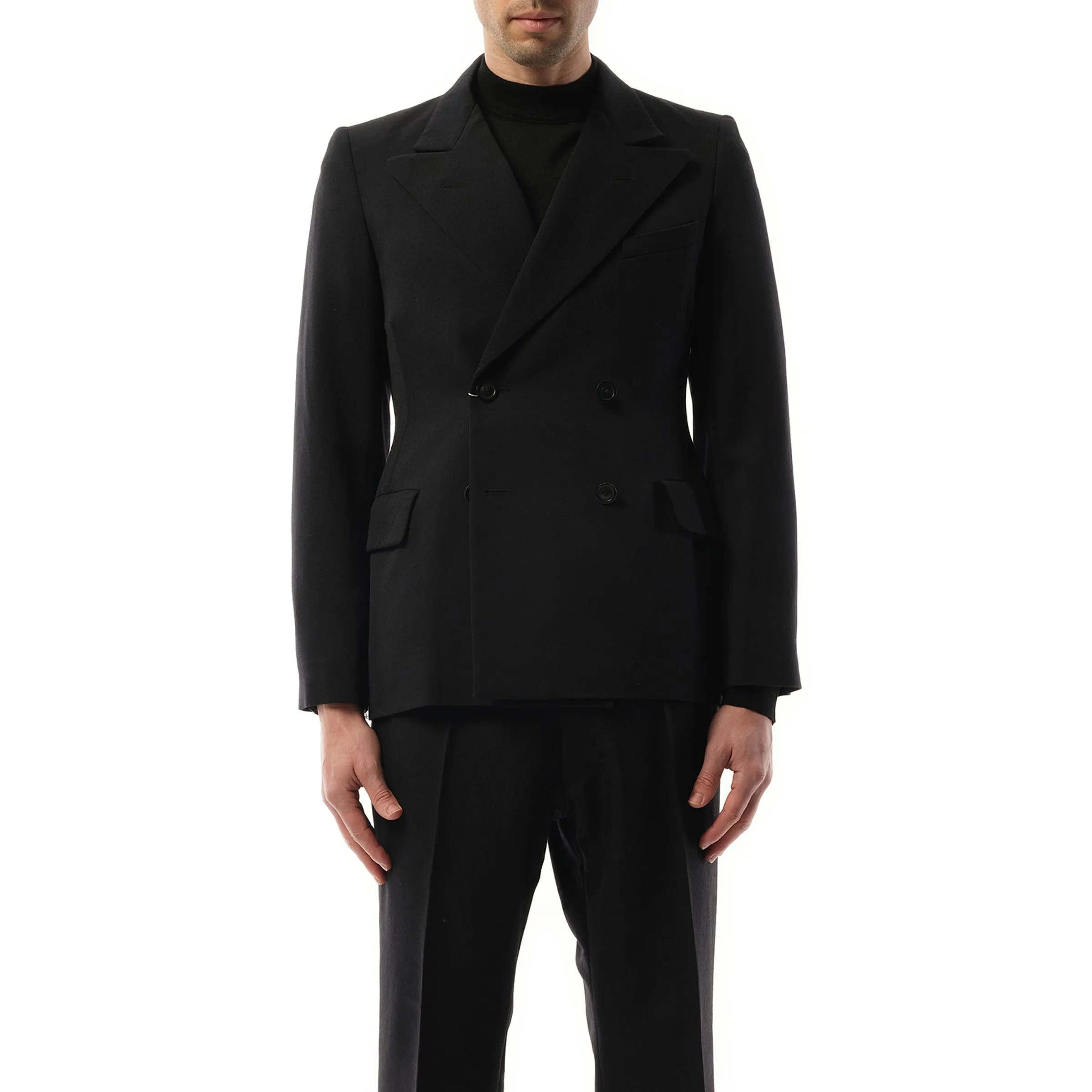 Wool Barathea Suit Jacket in Black sold by MARAIS