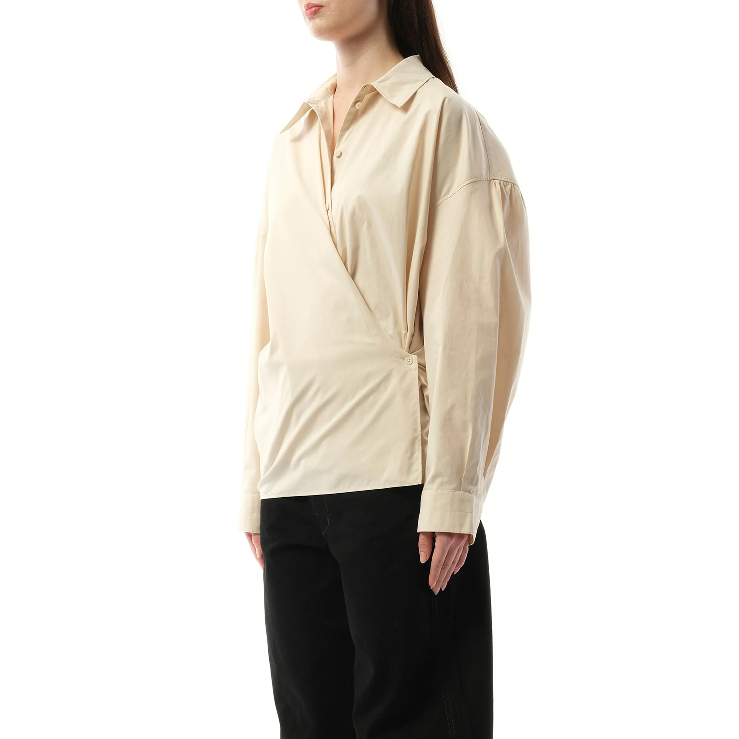 Straight Collar Twisted Shirt in Light Cream sold by MARAIS product image thumbnail 5
