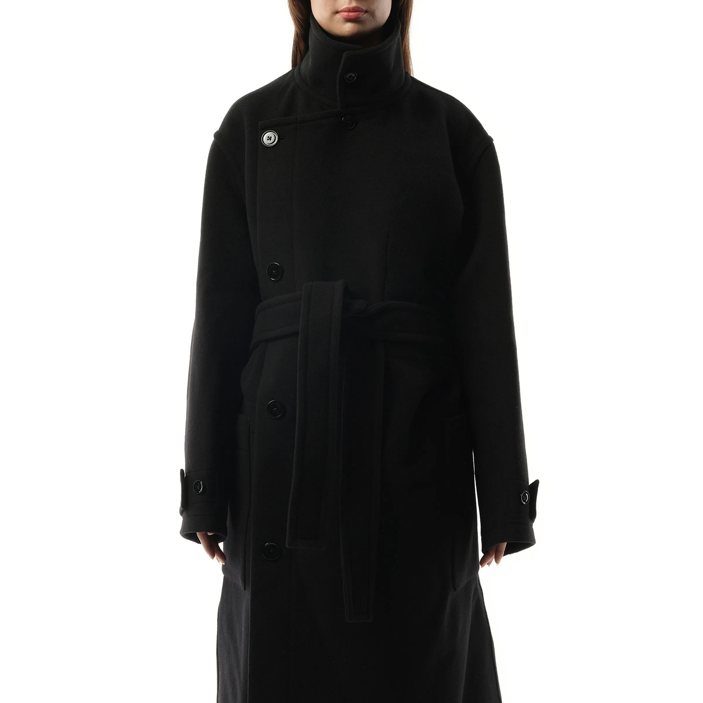 Wrap Coat in Black sold by MARAIS