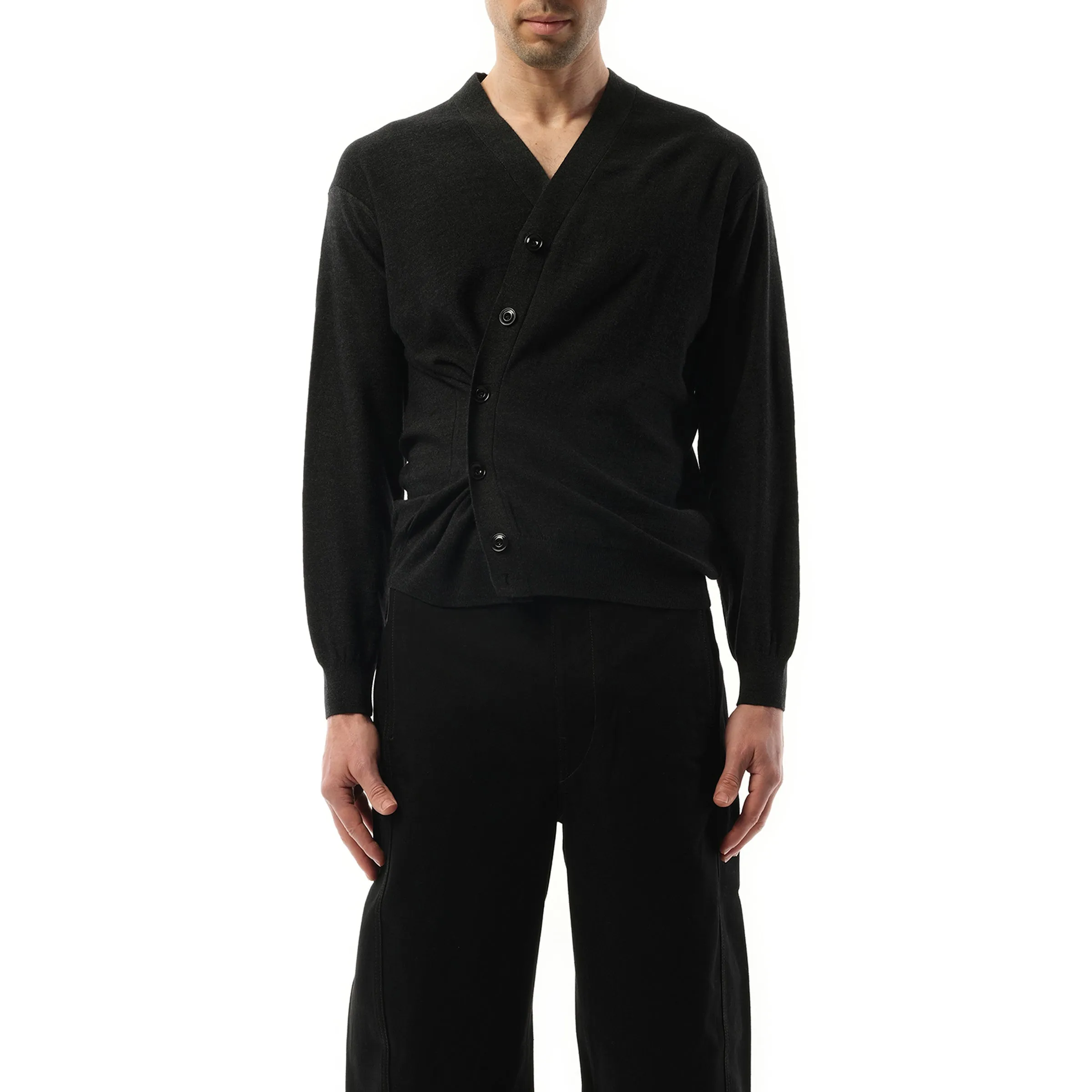 Relaxed Twist Cardigan in Anthracite sold by MARAIS