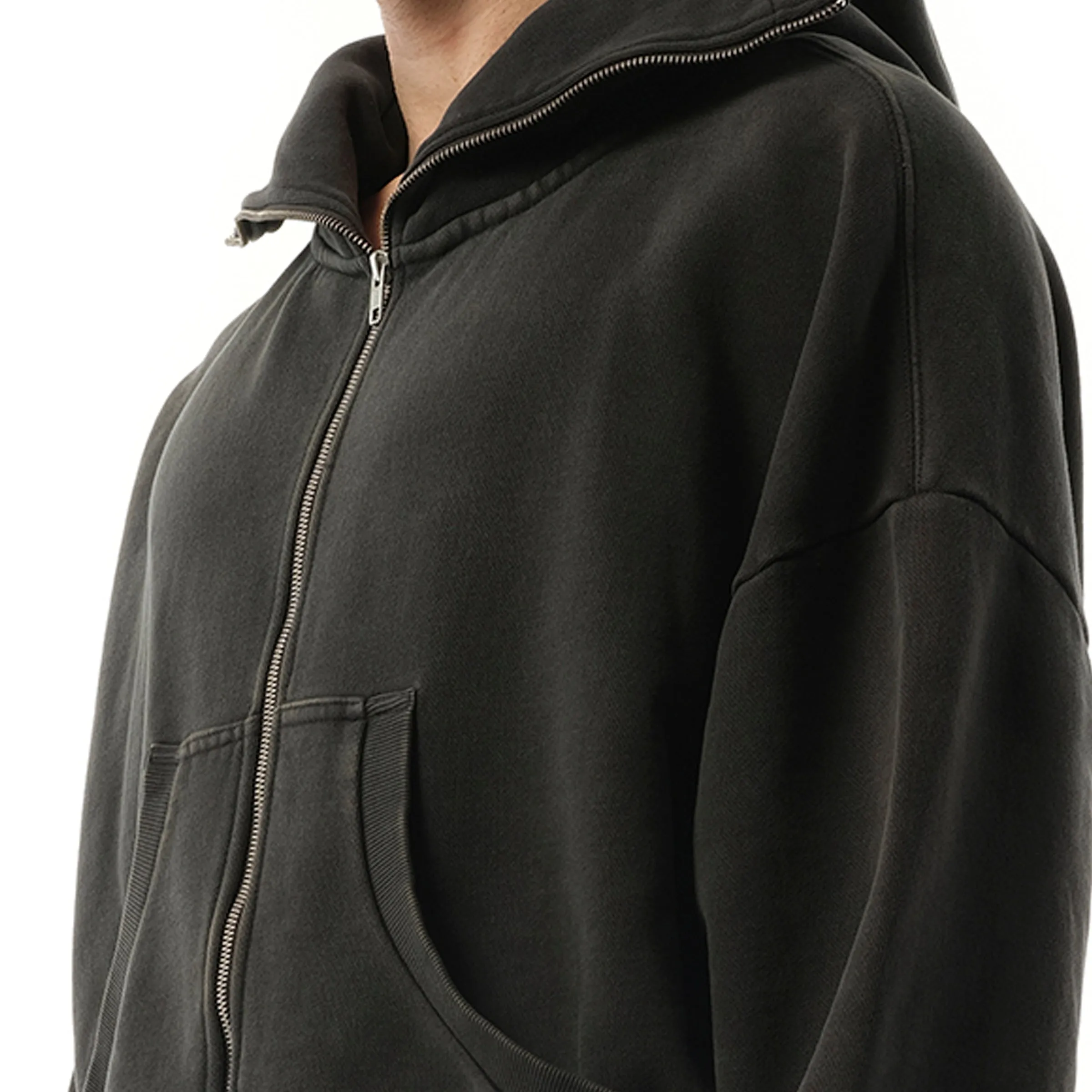 Full Zip Hoodie in Washed Black sold by MARAIS product image thumbnail 3