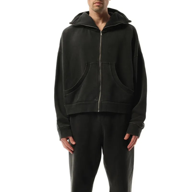 Full Zip Hoodie in Washed Black sold by MARAIS