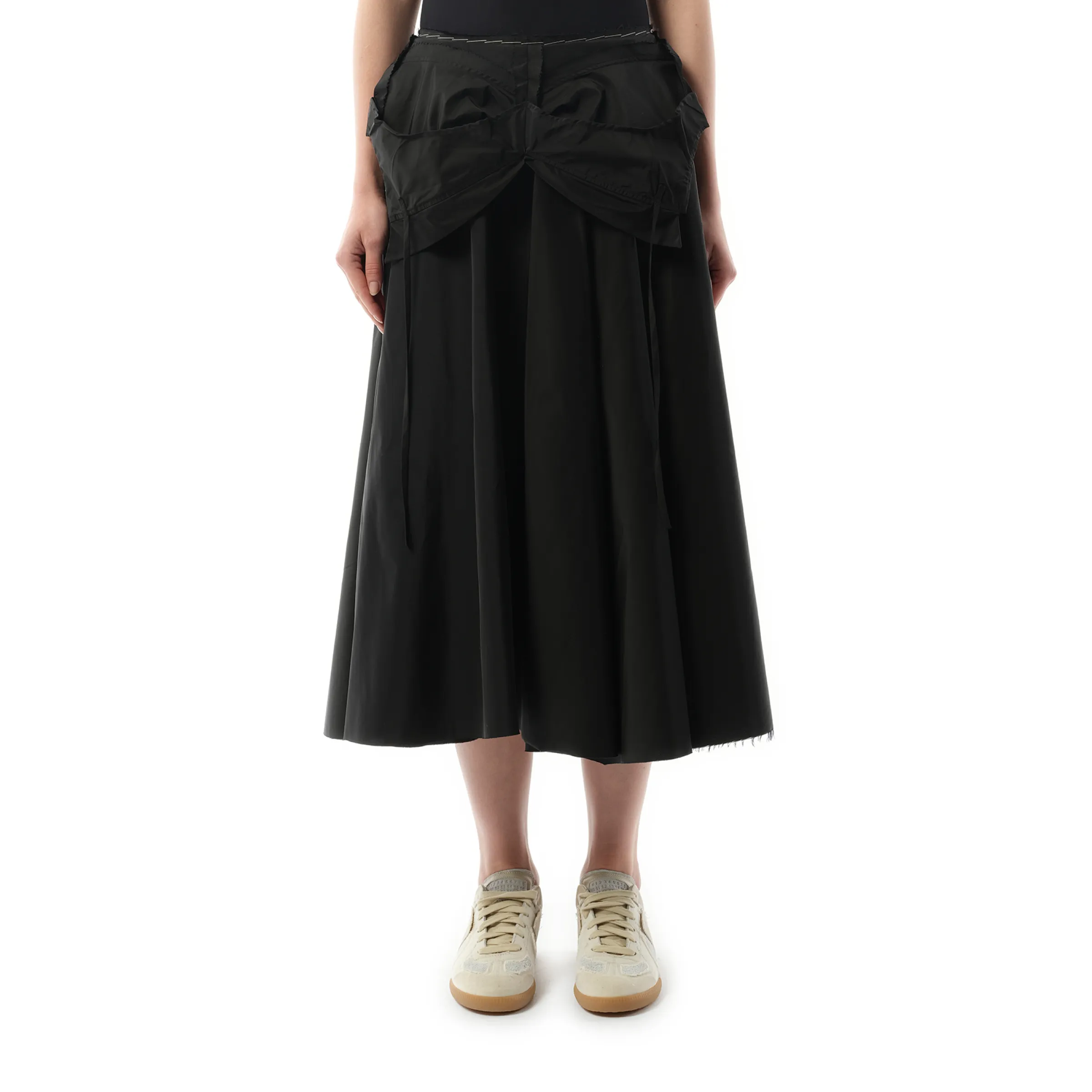 Poly Taffeta Midi Skirt in Black sold by MARAIS