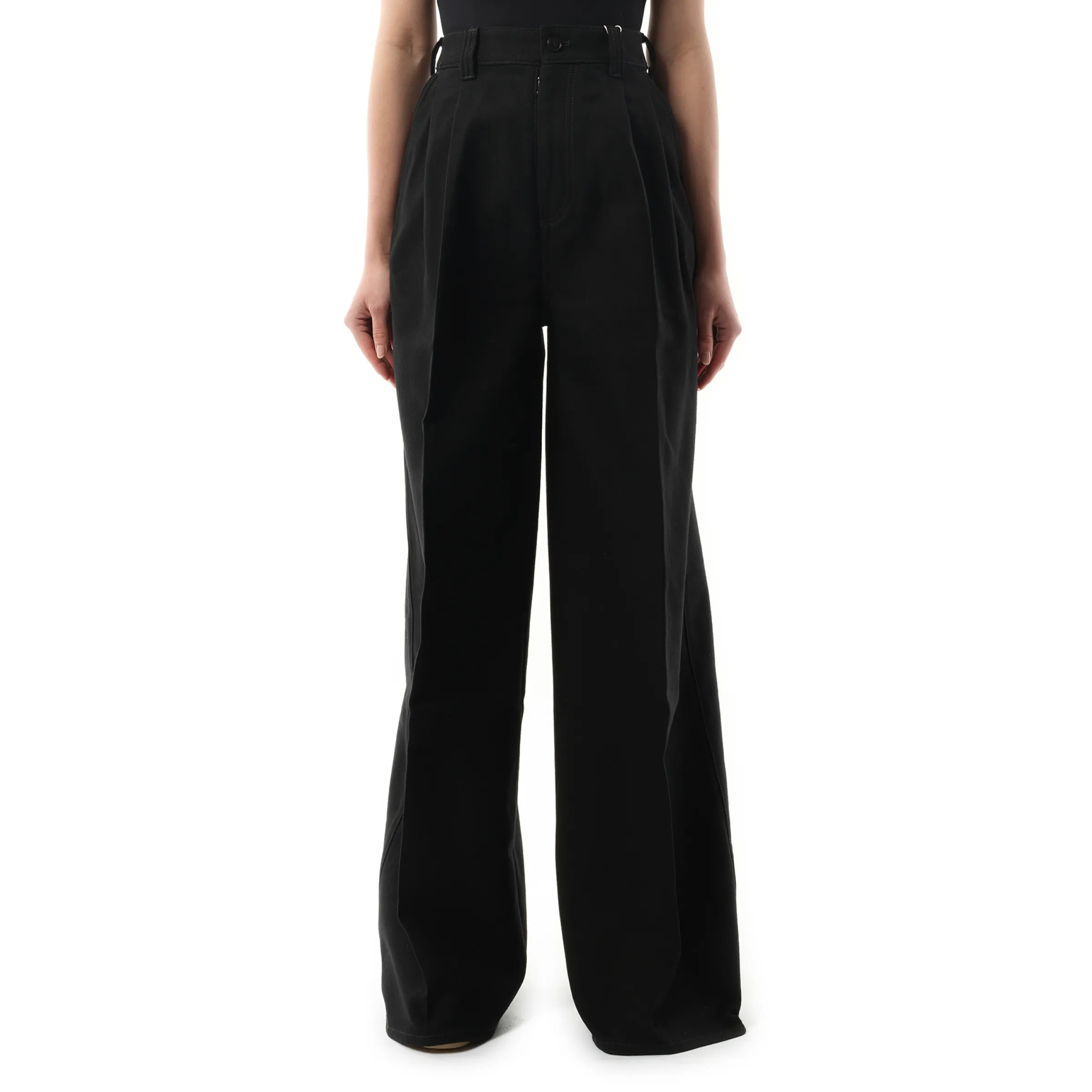 Heavy Cotton Wide Pants in Black sold by MARAIS