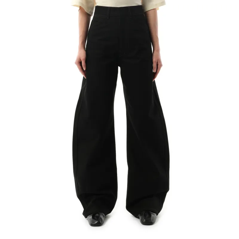 High Waisted Curved Pants in Black sold by MARAIS