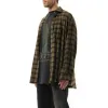 Overprint Check Flannel Layered Shirt in Light Khaki sold by MARAIS
