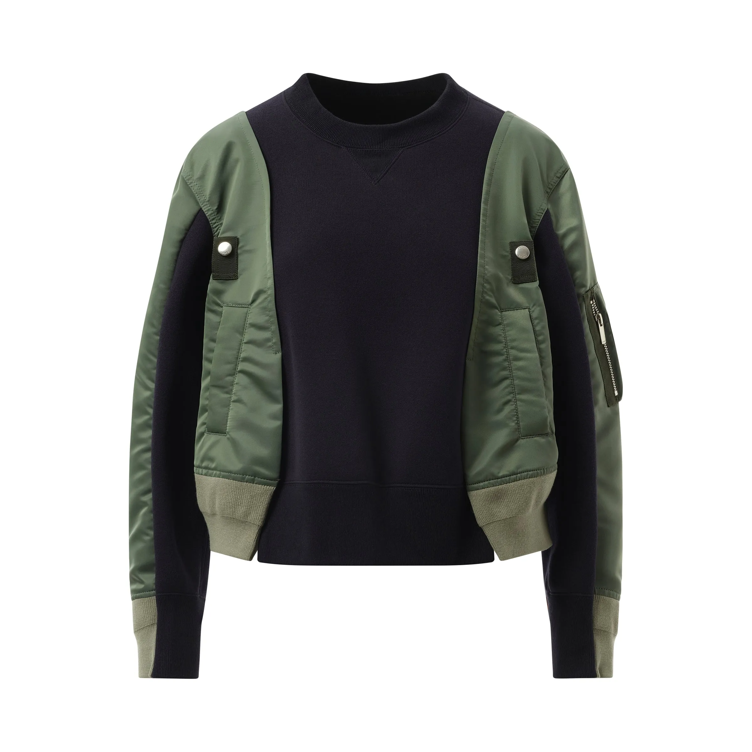 Nylon Twill Sponge Sweat Pullover in Navy/Khaki sold by MARAIS product image thumbnail 2