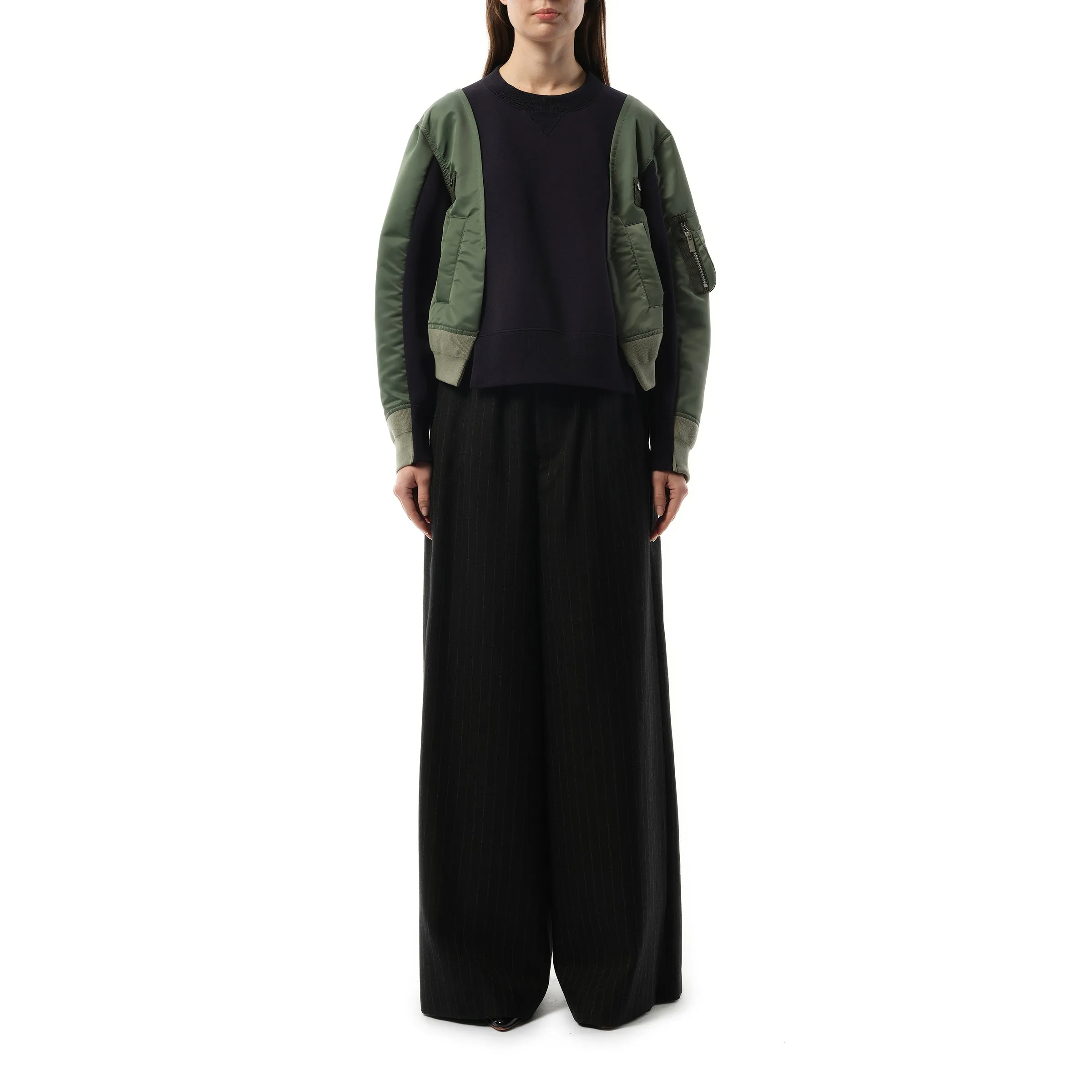 Nylon Twill Sponge Sweat Pullover in Navy/Khaki sold by MARAIS product image thumbnail 4