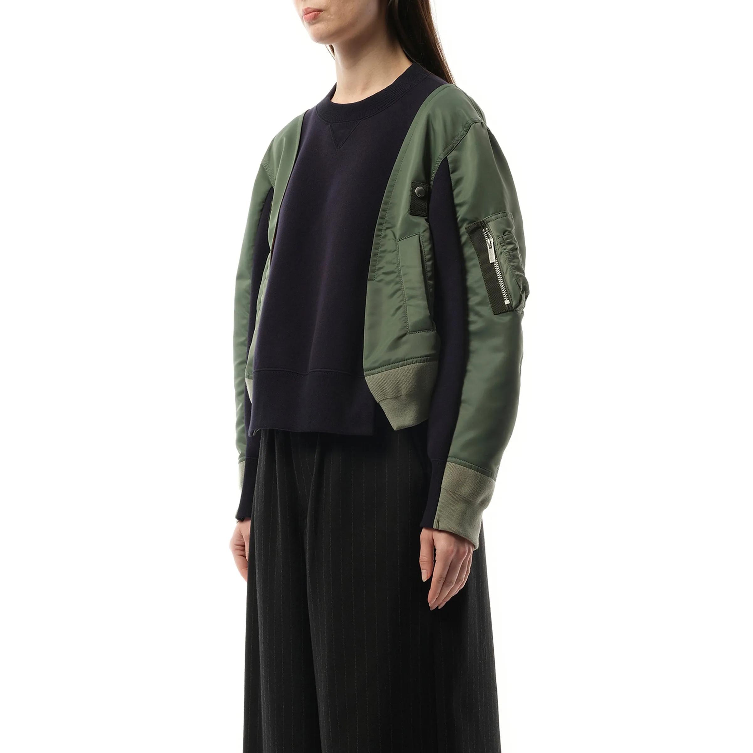 Nylon Twill Sponge Sweat Pullover in Navy/Khaki sold by MARAIS product image thumbnail 5