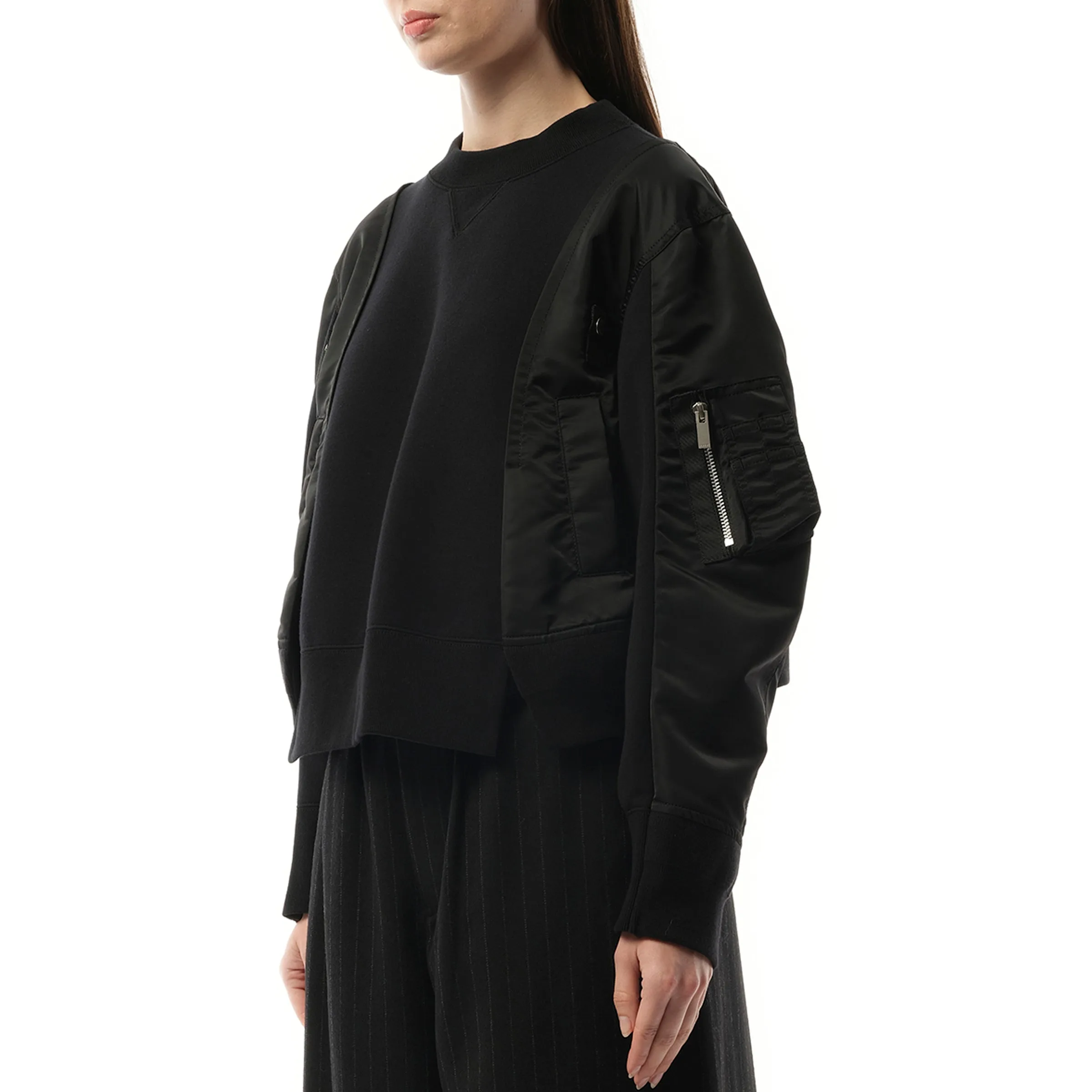 Nylon Twill x Sponge Sweat Pullover in Black sold by MARAIS product image thumbnail 5