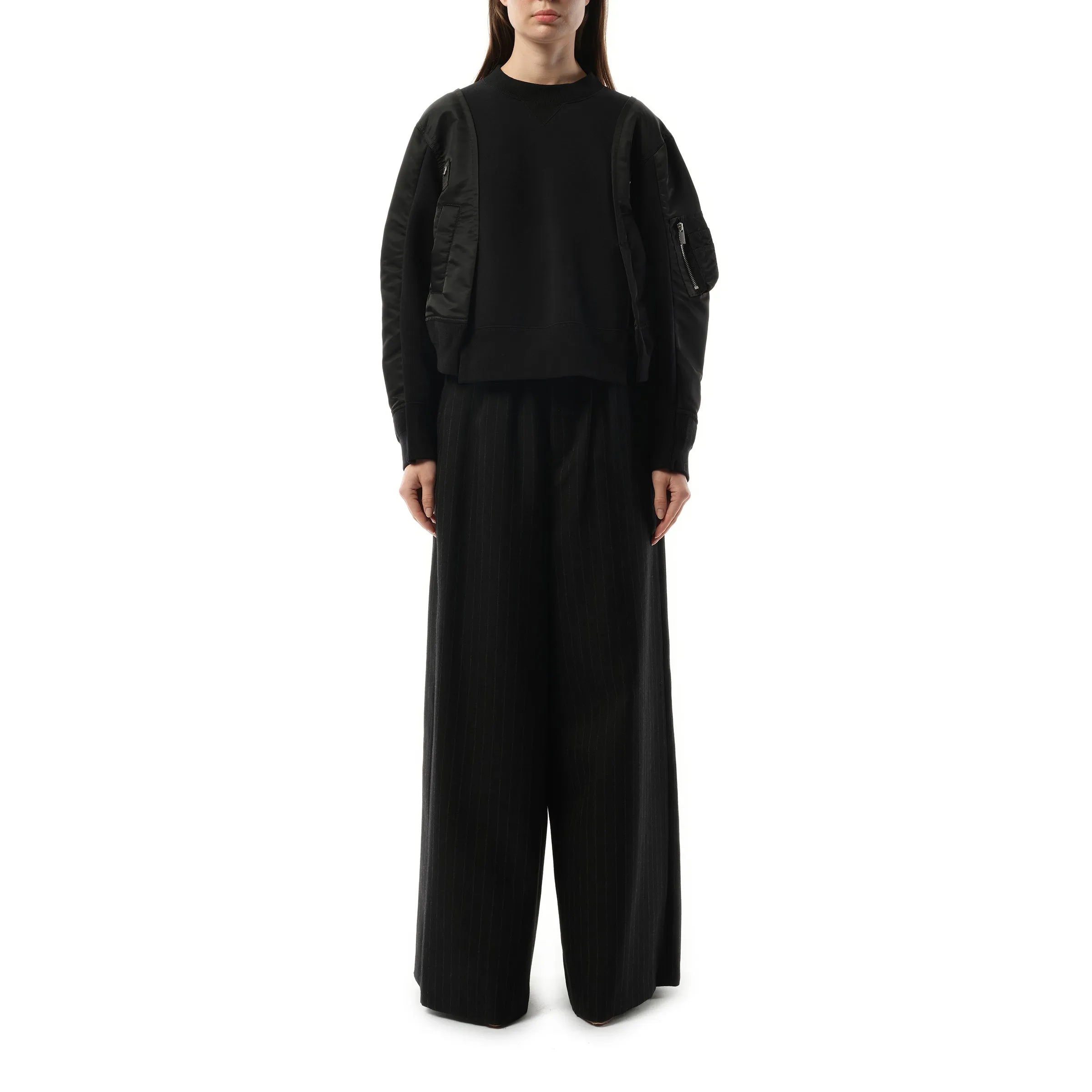 Nylon Twill x Sponge Sweat Pullover in Black sold by MARAIS product image thumbnail 4
